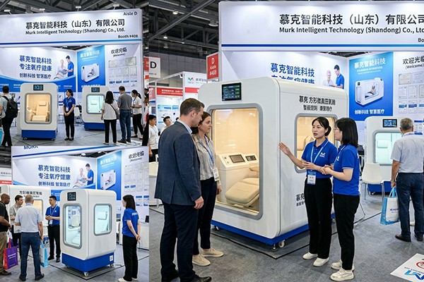 Live von der Expo: Muke Intelligent Technology Showcases auf der International Health & Wellness Expo; Hochdruck-Sauerstoffkammern und sauerstofferzeugende Stäbe wecken ein wachsendes Interesse bei den Händlern.